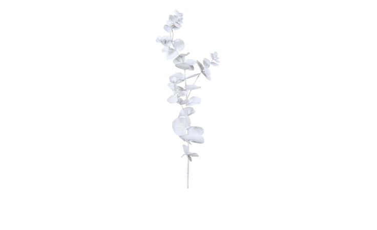 Eukalyptus-Zweig 74 cm aus Kunststoff mit weißen Stiel und Blätter.