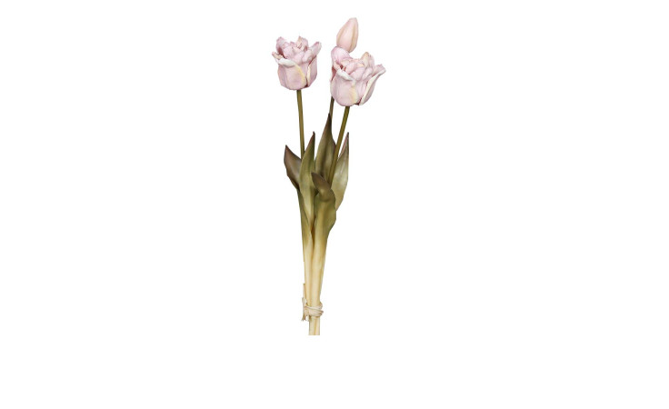 Tulpen-Bund 46 cm aus Kunststoff mit pinken Blüten und grünen Stiel und Blätter.