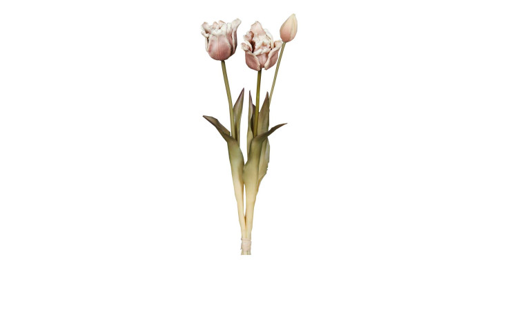 Tulpen-Bund 46 cm aus Kunststoff mit Hellbraunen Blüten und grünen Stiel und Blätter.