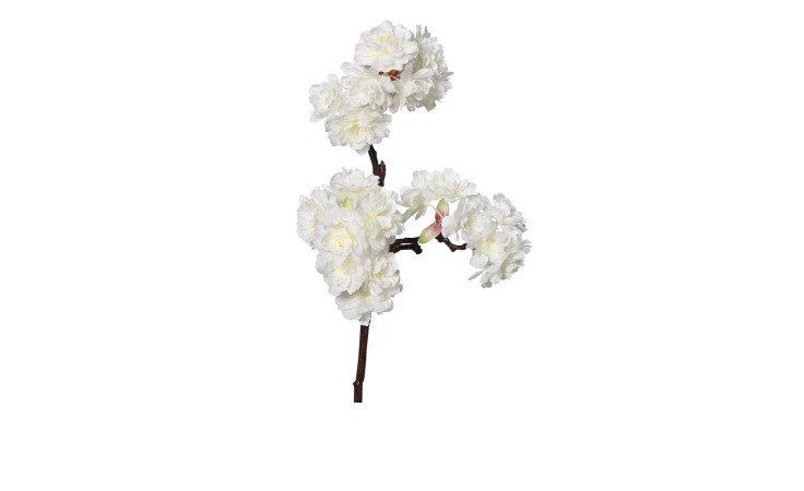 Kirschblüten-Zweig 40 cm aus Kunststoff mit weißen Blüten und braunen Stiel.