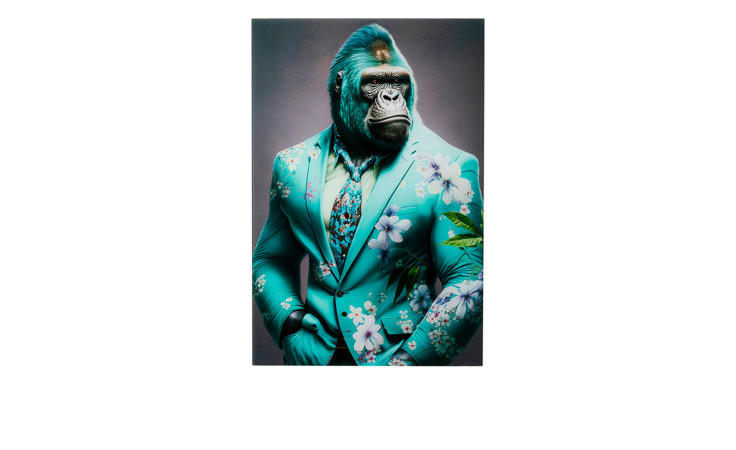 Glasbild Misteranimal Gorilla in einem Anzug