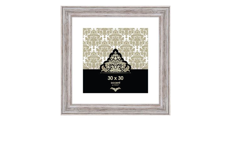 Bilderrahmen Vintage 30 x 30 cm in weiß / braun mit einem Holzrahmen und transparentem Glas.