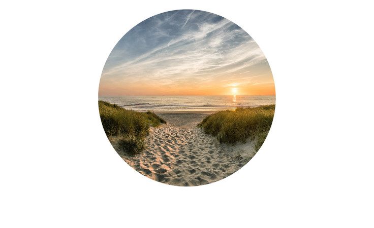 Glasbild Weg Zum Strand 30 cm Durchmesser. Bild mit Thema - Strand.