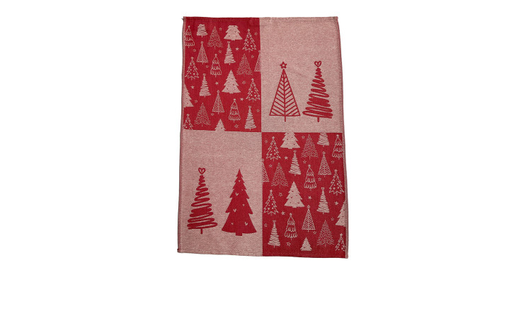 Geschirrtuch 50 x 70 cm in rot mit weihnachtlichem Motiv.