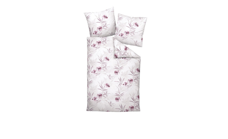 Bieber-Bettwäsche Davos in der Größe 155 x 220 cm und in einer bunten Fabrausführung mit Blumen- und Blätter-Muster