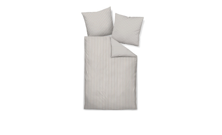 Mako-Satin Bettwäsche Modernclassic in der Größe 155 x 200 cm und in der Farbausführung beige, braun, gestfreift