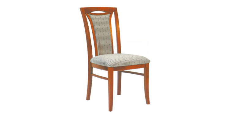 Stuhl Laos, in der Farbe Kirschbaum, Sitzfläche beige gemustert