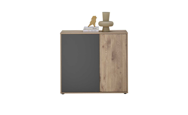 Kommode Nancy, in der Farbausführung Viking Oak mit grau, Frontansicht
