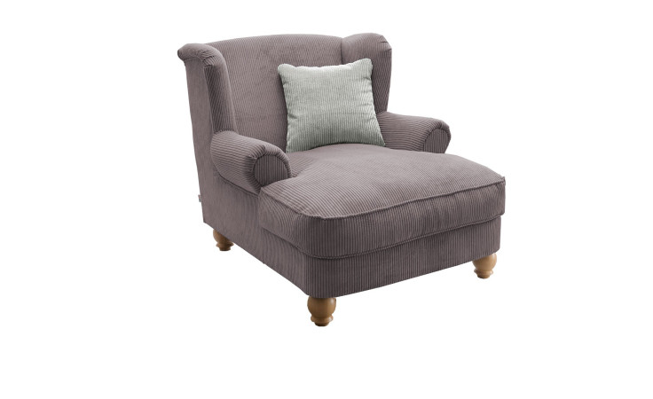 Loveseat-Sessel Bordeaux in der Farbe grau-braun mit einem silberfarbigem Kissen