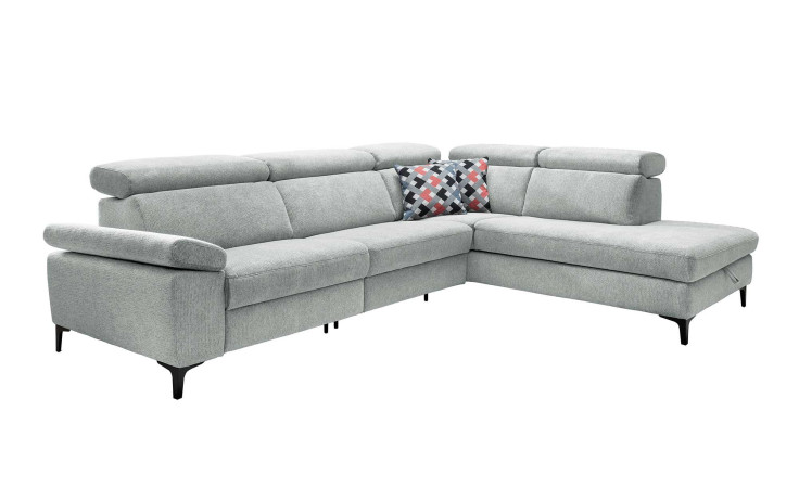 Komfort-Ecksofa VIA TARO, in der Farbausführung Grau mit Kissen