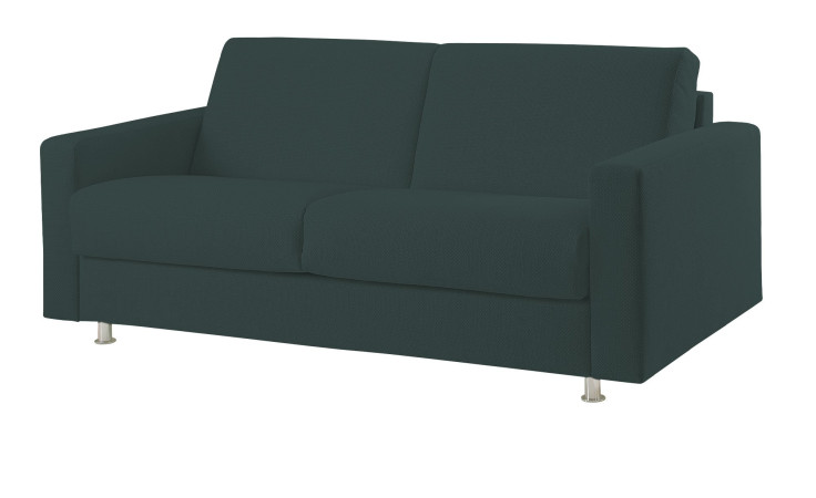 Schlafsofa Mailand komplett zusehen in der Farbe Grün und Chrom Farbenen Füßen. 