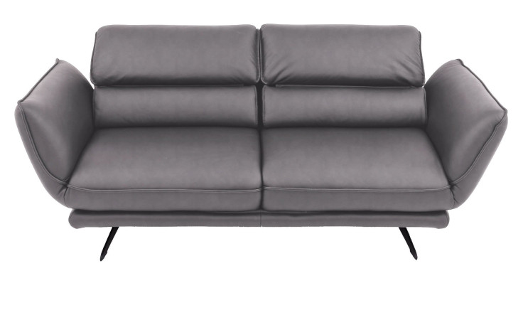 Komfort-Sofa Honduras in einem Echtlederberzug in Granit.
