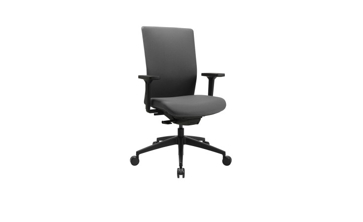 Drehstuhl Office Chair mit Armlehnen, schwarzem Fußkreuz und einem Bezug in der Farbe Anthrazit