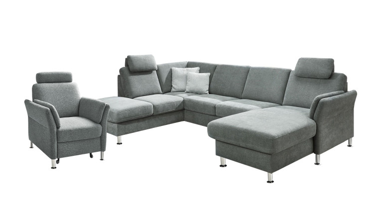 Komfort-Ecksofa plano|FORM Lirio in der Farbausführung Steel