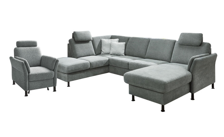 Komfort-Ecksofa plano|FORM Lirio in der Farbausführung Steel