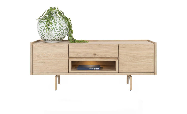 Lowboard Valgard in der Farbe Natur mit Vase