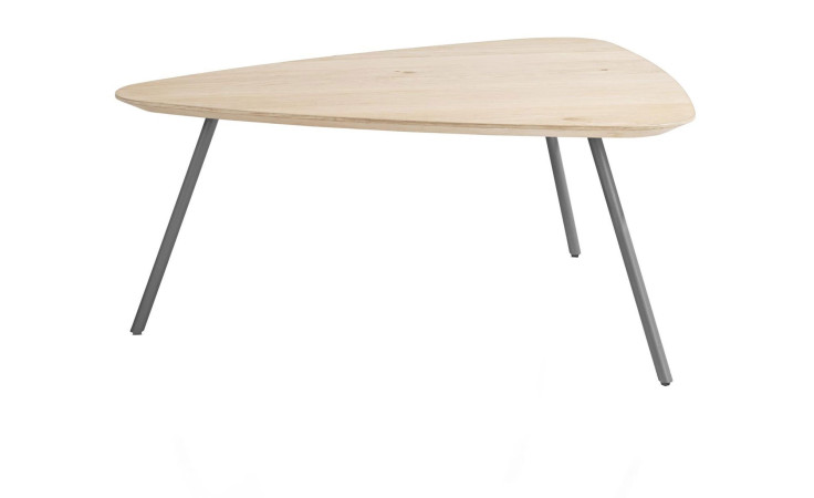 Couchtisch Niora mit Tischplatte in der Farbe Natur und drei Tischbeinen in Graphit