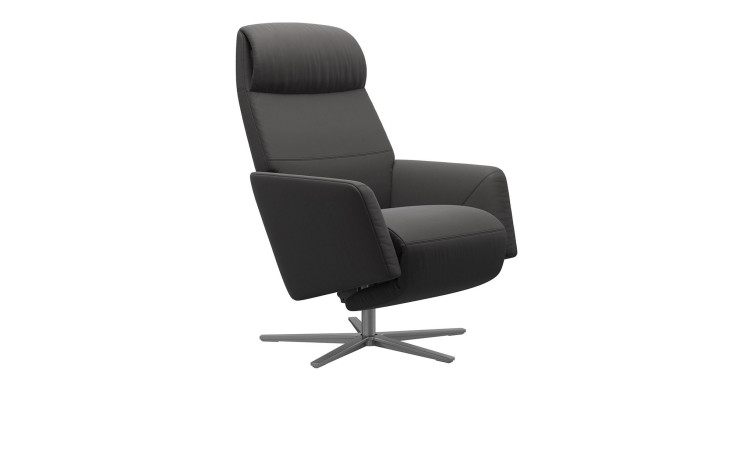 Relaxsessel Stressless Scott Power Sirius mit Bezug aus Paloma Echtleder in Rock und Gestell aus Metall 