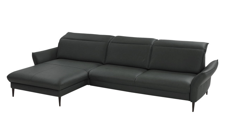 Basis-Ecksofa MONDO Mirium in einerm Echtlederbezug in Steel