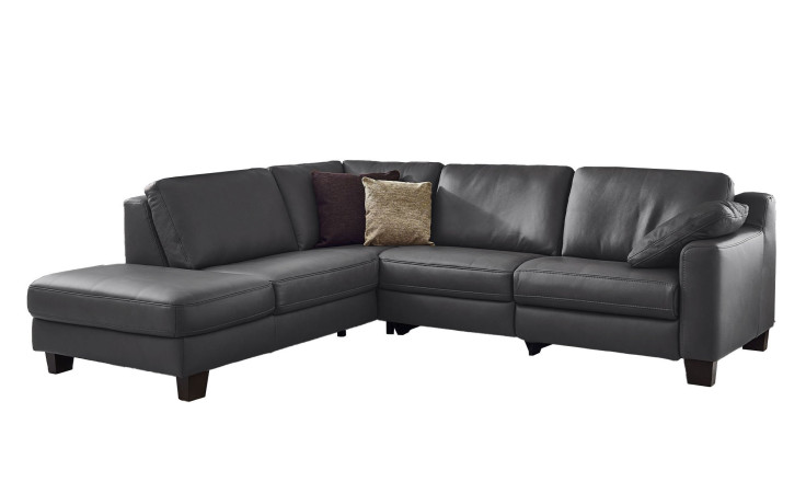 Basis-Ecksofa MONDO Maestra in einem Echtlederbezug in der Farbe Anthrazit. 
