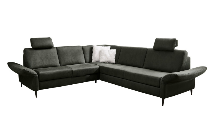 Komfort-Ecksofa vito Spring-S Relax in einem Bezugsstoff in der Frabe Moos.