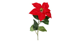 Poinsettia 55 cm aus Kunststoff mit einer roten Blüte und grünen Stiel und Blätter.