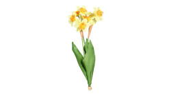 Narzissen 46 cm aus Kunststoff mit gelb / orangen Blüten und grünen Stiel und Blätter.