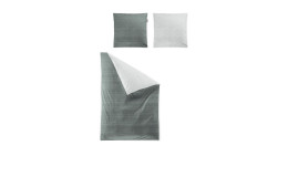 Mako-Satin Bettwäsche in der Größe 155 x 220 cm und in der Farbausführung grün / silber