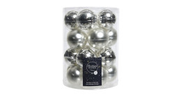 Christbaumkugel-Set 6 cm 20 tlg. in silber matt und glänzend.
