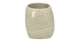 Zahnputzbecher namens Stones in der Farbe Sandbeige mit einer Höhe von 9,80 cm, gefertigt ist er aus Kunststoff.