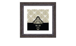 Bilderrahmen Vintage 30 x 30 cm in schwarz mit einem Holzbilderrahmen und transparentem Glas.