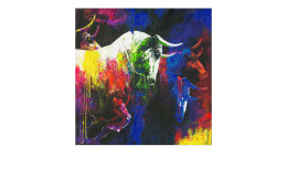 Handpainting Colourfull Bulls 40 x 40 cm mit bunten Bullen