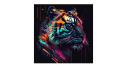 Alubild Colorful Tiger Head 50 x 50 cm