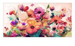 Alubild Watercolor Flowers 50 x 100 cm