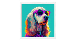 Rahmenbild Dog with Sunglasses 33 x 33 cm