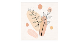Glasbild Line Art Leaves 20 x 20 cm