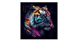 Glasbild Colorful Tiger Head 30 x 30 cm