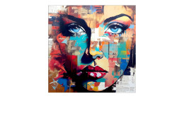 Glasbild Colorful Woman Portrait 30 x 30 cm