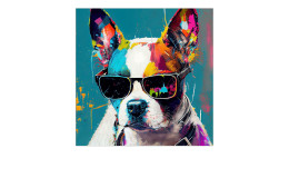 Glasbild Dog with Sunglasses 50 x 50 cm