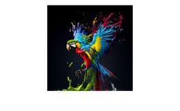 Glasbild Colorful Ara 50 x 50 cm