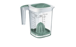 Messbecher Loft 1,5 l aus transparentem, weißem und grünen Kunststoff.