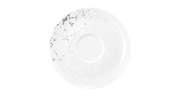 Kombi-Untertasse Liberty 16,5 cm aus weißem Porzellan mit schwarz-grauem Motiv.