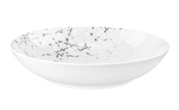 Suppenteller Liberty 21 cm aus weißem Porzellan mit schwarz-grauem Motiv.