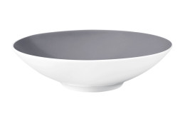 Suppenteller Life 20 cm aus Porzellan in weiß und grau.