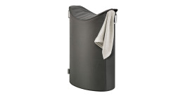 Wäschesammler Frisco 68 cm aus Aluminium und einem Bezug aus Synthetikfaser in anthrazit.