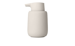 Seifenspender Sono 250 ml aus Silikon, Keramik und Kunststoff in beige.