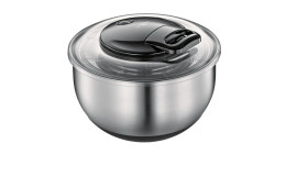 Salatschleuder Turbo aus Edelstahl in silber und schwarz