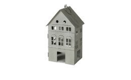 Laterne 36 cm aus Eisen in grau mit Henkel.