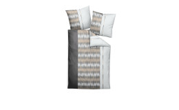 Mako-Satin Bettwäsche Milano in dem Maß 155 x 220 cm und in der Farbausführung Braun / Weiß / Anthrazit
