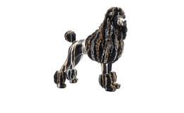 Pudel 34 cm in schwarz, gold und silber aus Kunststoff.